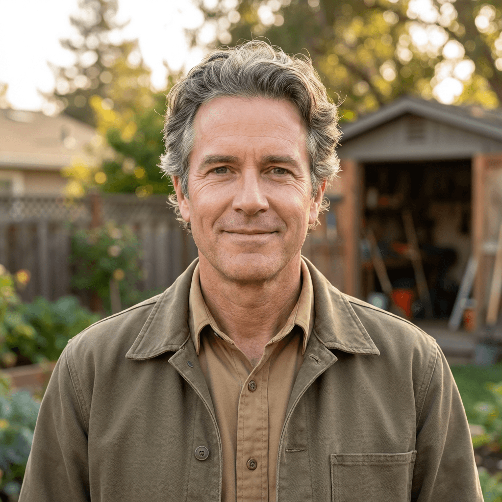 Man with gray hair standing in front of his new patio cover